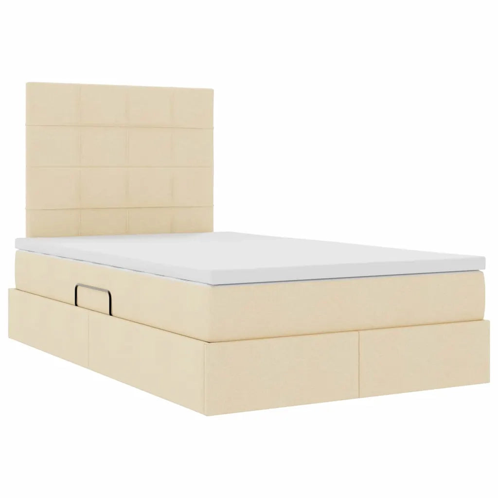 Letto con contenitore e LED Crema 120 x 200 cm Poliestere
