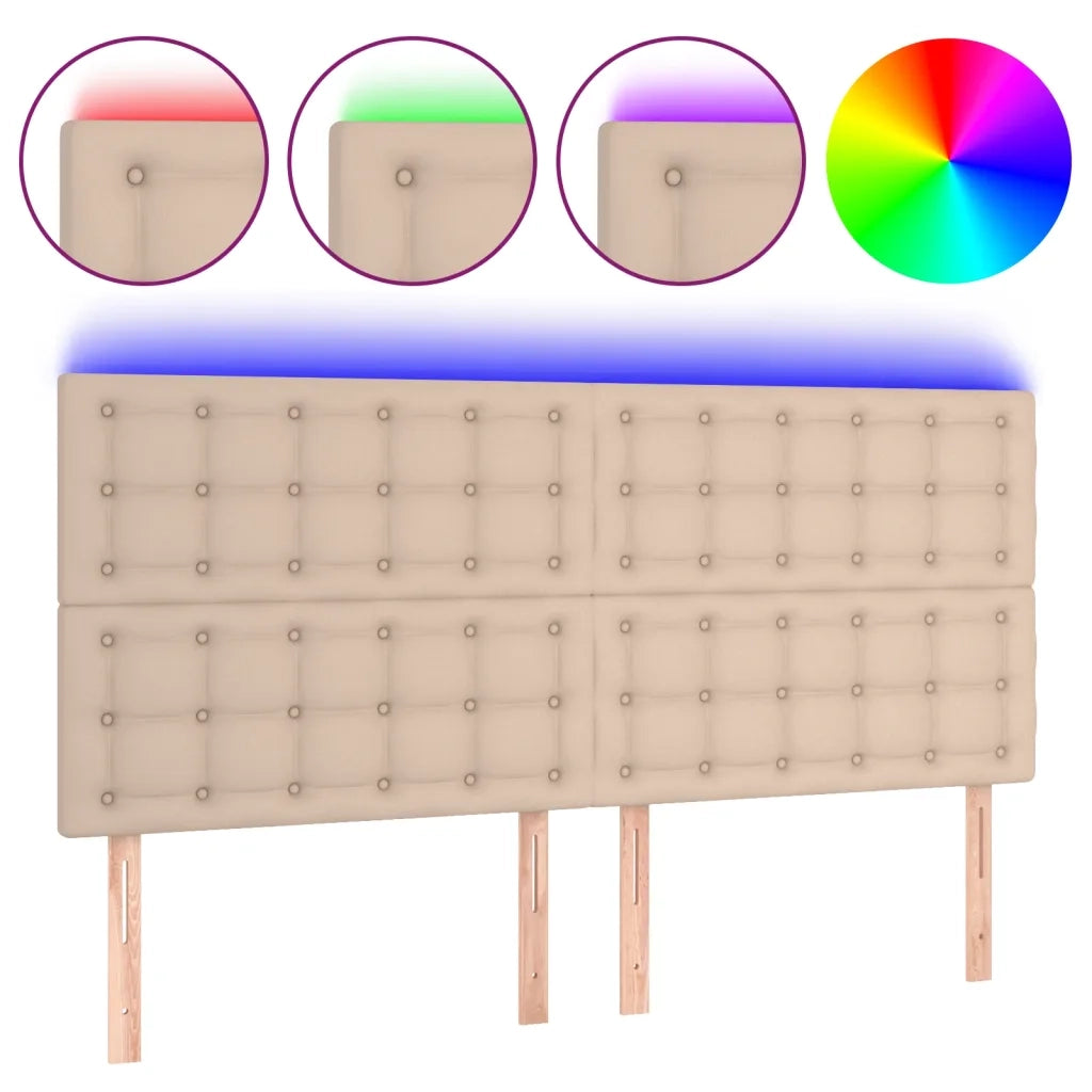 Testiera | Testata a LED Cappuccino 180x5x118/128 cm in Similpelle