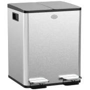 Bidone Immondizia a 2 Sezioni da 20L con Chiusura Silenziosa, in Acciaio Inox e PP, 45.8x36x51.6 cm