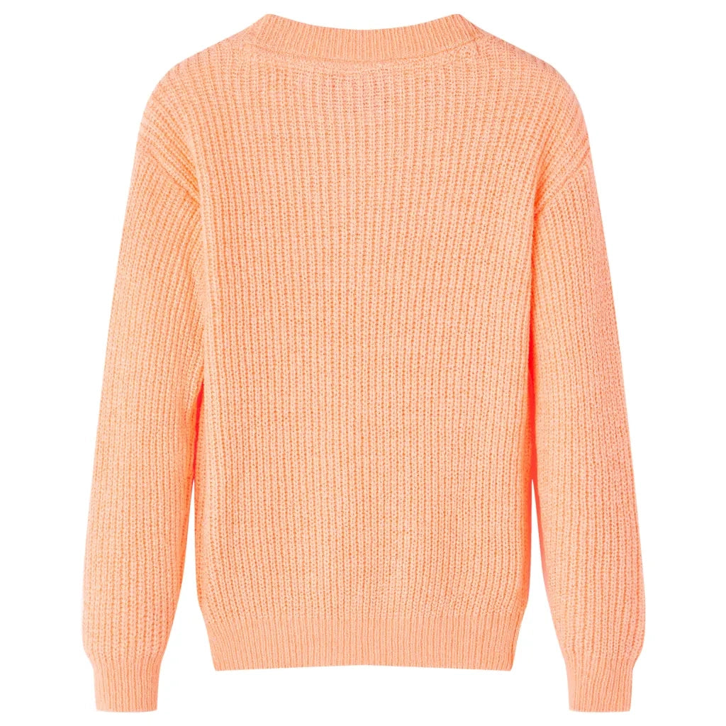Maglione da Bambina Lavorato a Mano Arancione Brillante 140 14574