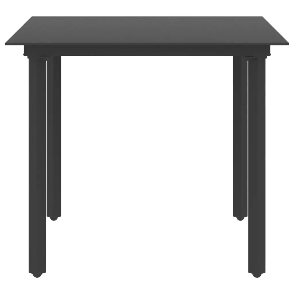 Tavolo da Giardino Nero 80x80x74 cm in Acciaio e Vetro  cod mxl 34342