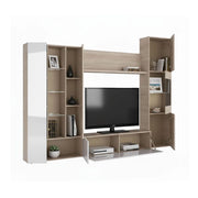 Mobile Soggiorno Angioletto, Parete Attrezzata 15 Ripiani, 260x42x185h cm Marrone Rovere