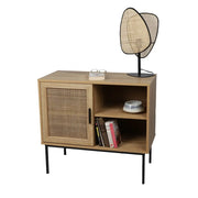Piccolo buffet 1 anta e 2 vani – Dimensioni 80x39x73 cm, colore quercia e nero – Collezione SAVORY