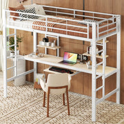 Letto a soppalco 90x200 cm con scrivania e 2 librerie bianco