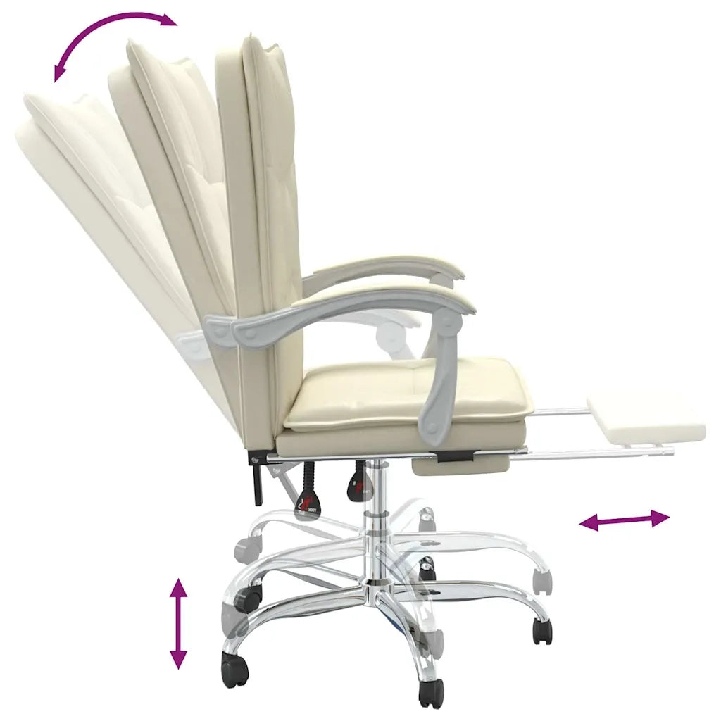 Sedia per studi-Poltrona da Ufficio Reclinabile Crema in Similpelle 248853