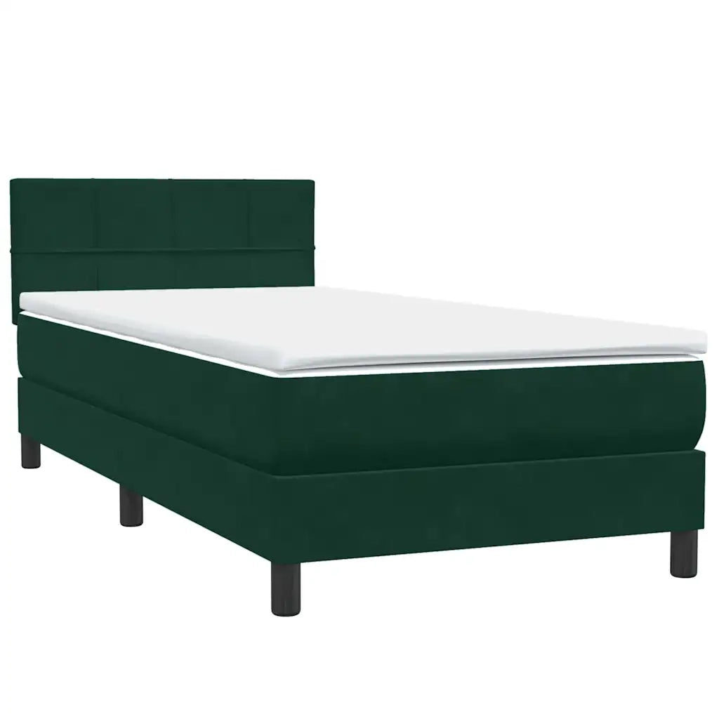 Giroletto a Molle con Materasso Verde Scuro 80x220 cm Velluto