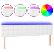 Testiera | Testata Bianca a LED 160x5x78/88 cm in Similpelle