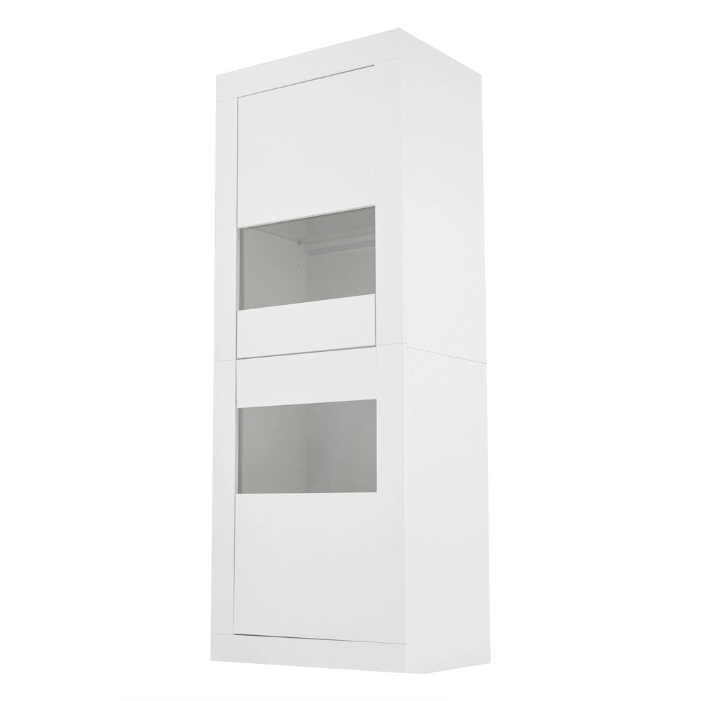 Vetrina con Illuminazione LED ¨C MINIMAL ¨C Bianco, 1 Ripiano in Vetro, 61x42x162 cm