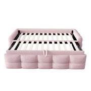 Letto imbottito estraibile singolo e matrimoniale 90/180×190 cm con rete; senza materasso; teddy; rosa