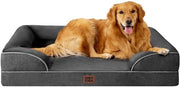 Letto per cani ortopedico per grandi cani, 112x81x15cm, Cuscino per cani in espanso poliuretano XL, Divano per cani lavabile, Impermeabile, Antiscivolo, Bancarella per cani con bordo alto, Grigio scuro