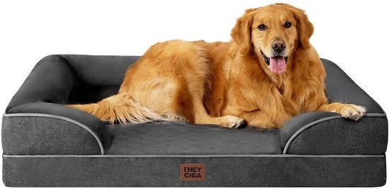 Letto per cani ortopedico per grandi cani, 112x81x15cm, Cuscino per cani in espanso poliuretano XL, Divano per cani lavabile, Impermeabile, Antiscivolo, Bancarella per cani con bordo alto, Grigio scuro