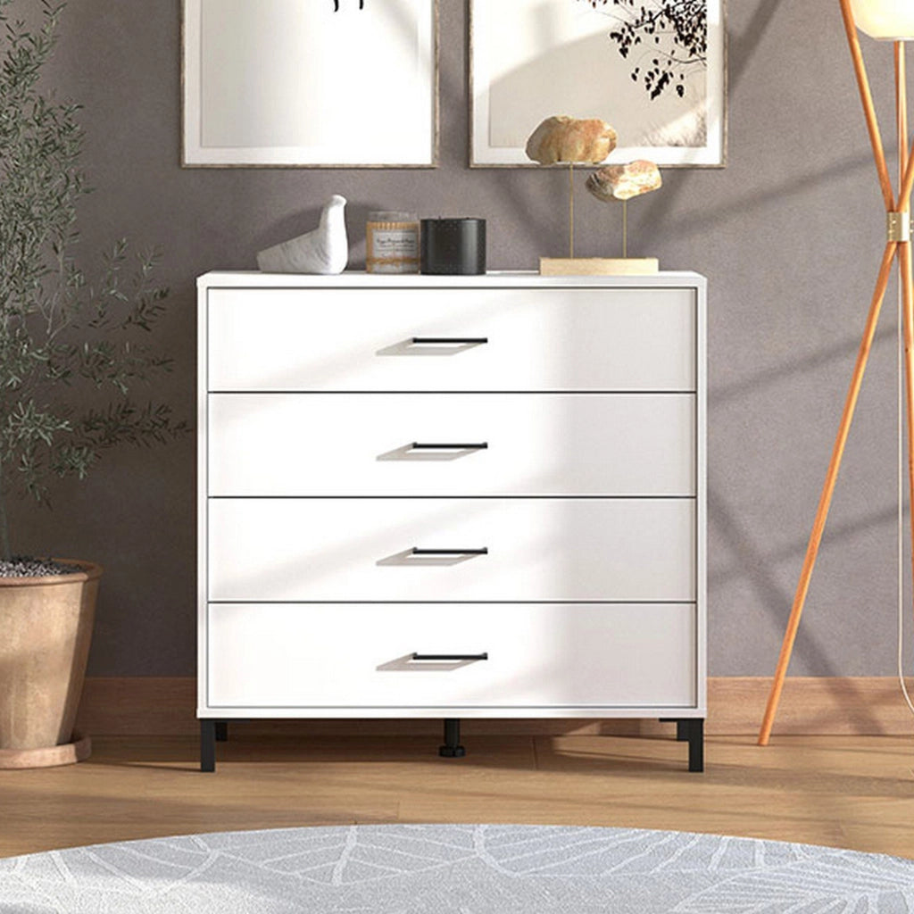 Vidor, Cassettiera 4 Cassetti, 93x40x90h cm Bianco
