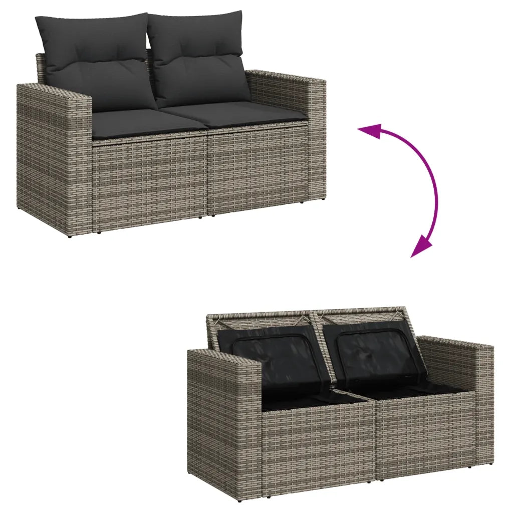 Set Divano da Giardino 5 pz con Cuscini Grigio in Polyrattan