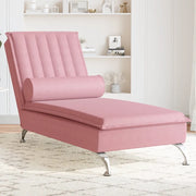 Chaise Longue Massaggi con Cuscino a Rullo Rosso in Velluto 379462