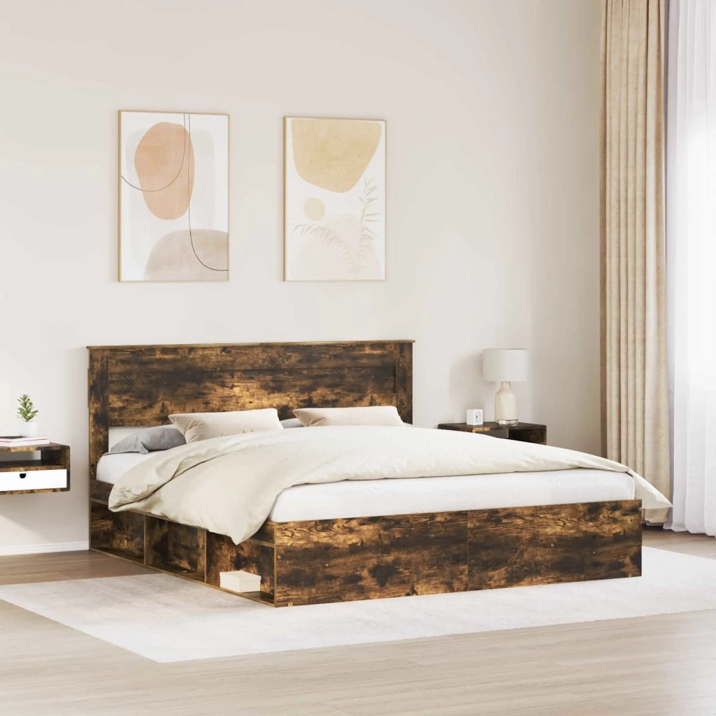 Struttura del letto Rovere fumé 180 x 200 cm Pino massello