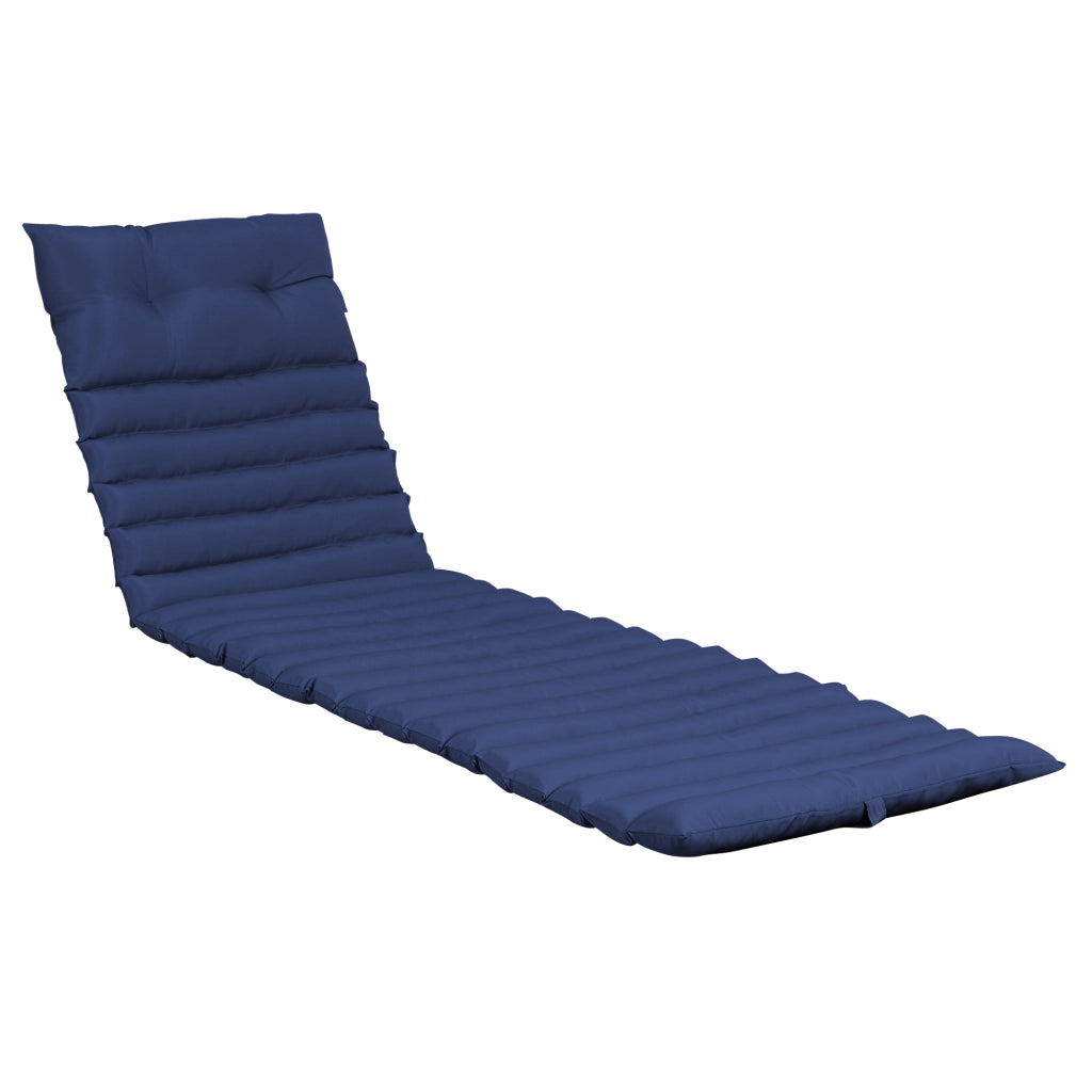 Set di cuscini per lettini da giardino a 2 pezzi in poliestere blu con cinghie regolabili e chiusura con cordino