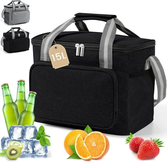 Zak diario 15L, pic nic portatile, borsa refrigerante pieghevole, sacchetto termico per escursioni/BBQ/camping/Shopping/auto