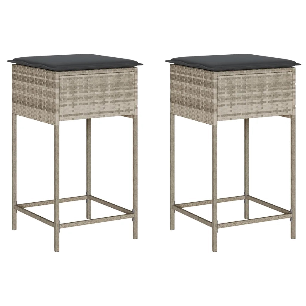 Sgabelli da Bar con Cuscini 2 pz Grigio Chiaro in Polyrattan CFW6495864