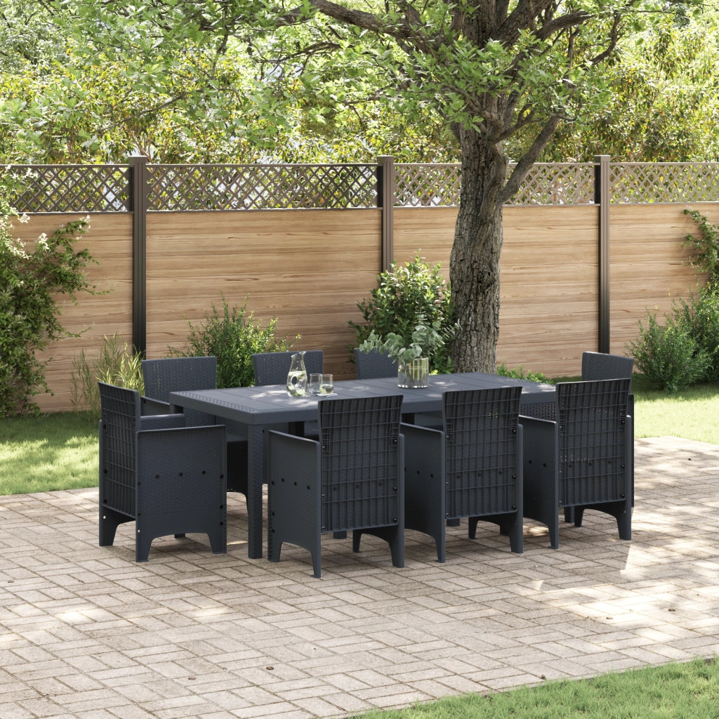 Set da Pranzo da Giardino da 9 Pezzi Antracite Polirattan