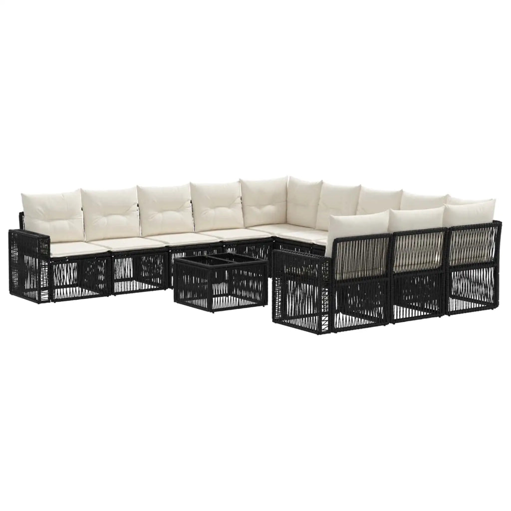 Set Divano da Giardino 12 pcs Nero e Bianco Crema polyrattan 3435265