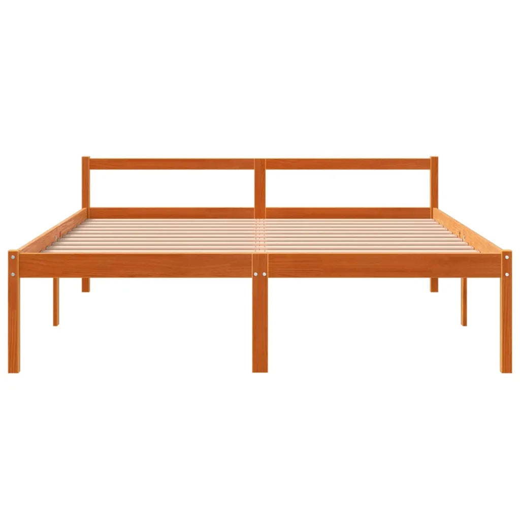Letto per Anziani Marrone Cera 150x200cm Legno Massello di Pino 844159