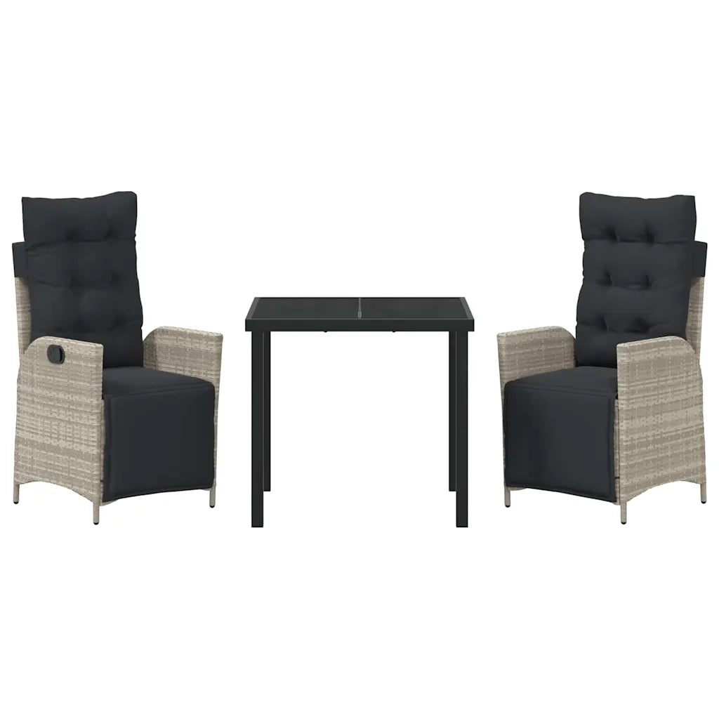 Set da Pranzo per Giardino 3 pcs Grigio chiaro polyrattan 3380568