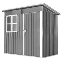 Casetta da Giardino in Acciaio con Porta con Blocco, Finestra e Prese d'Aria, 2.2 x 1.3 m, Grigio