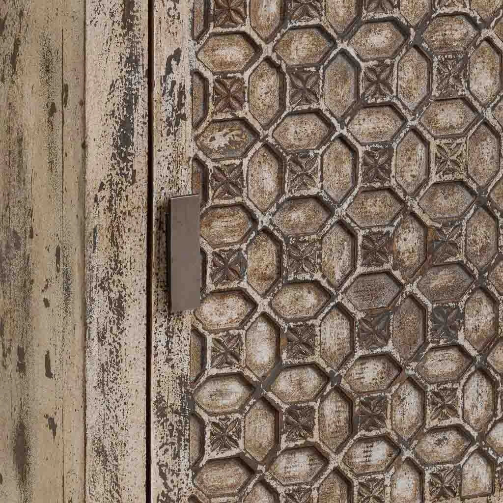 Comodino in legno fatto a mano, Beige, 45x35x60h cm