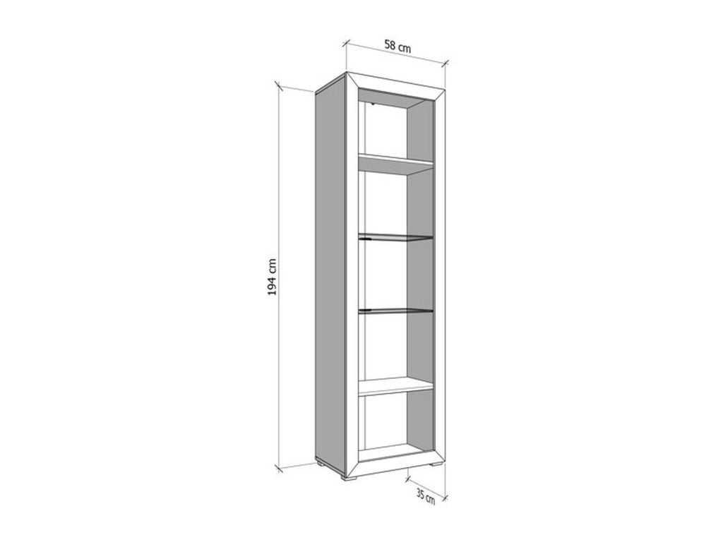 Mobile Espositore Palena, Vetrina 4 Ripiani, 58x35x194h cm Beige