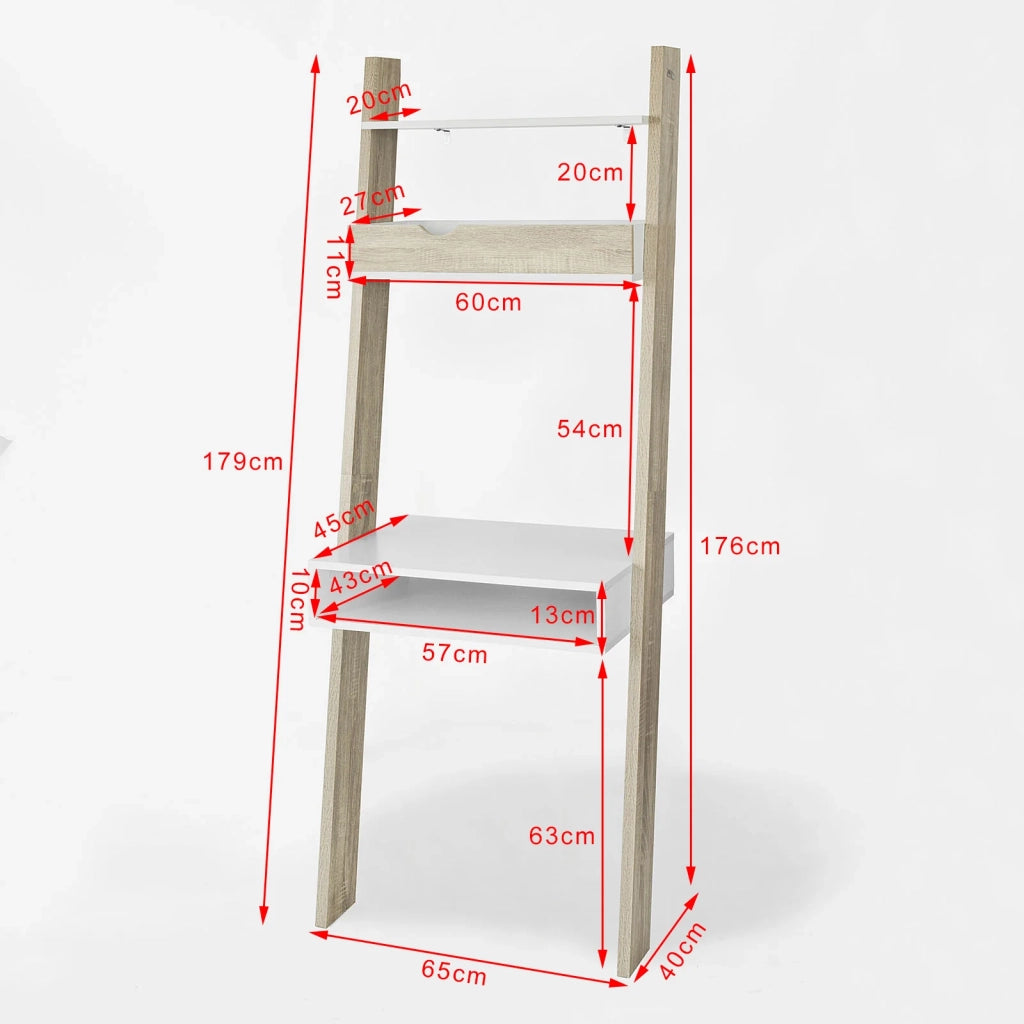SoBuy FRG111-WN-Libreria da parete con ripiani, dimensioni ca. 65x176x40 cm, Bianco/Naturale