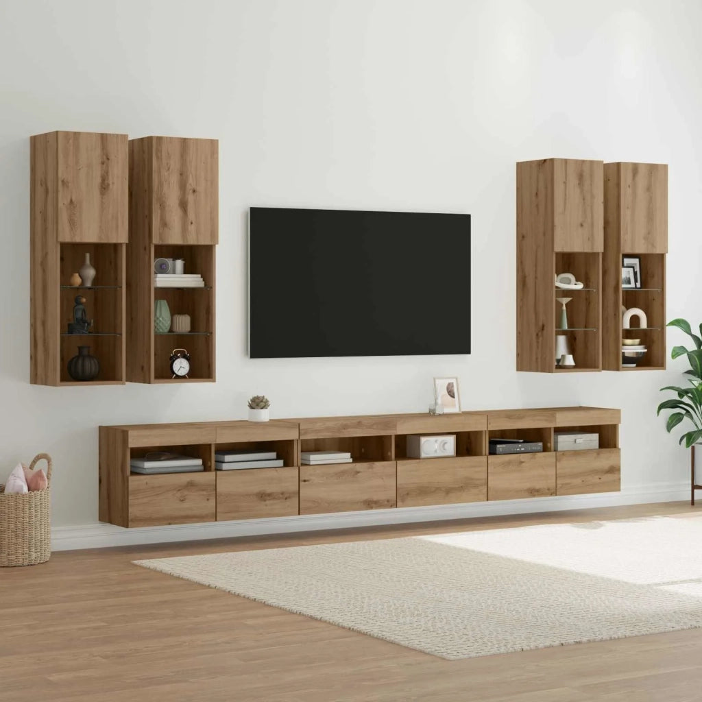 Set di Mobiletto da TV a Parete 7 pcs Rovere artigianale 3402798