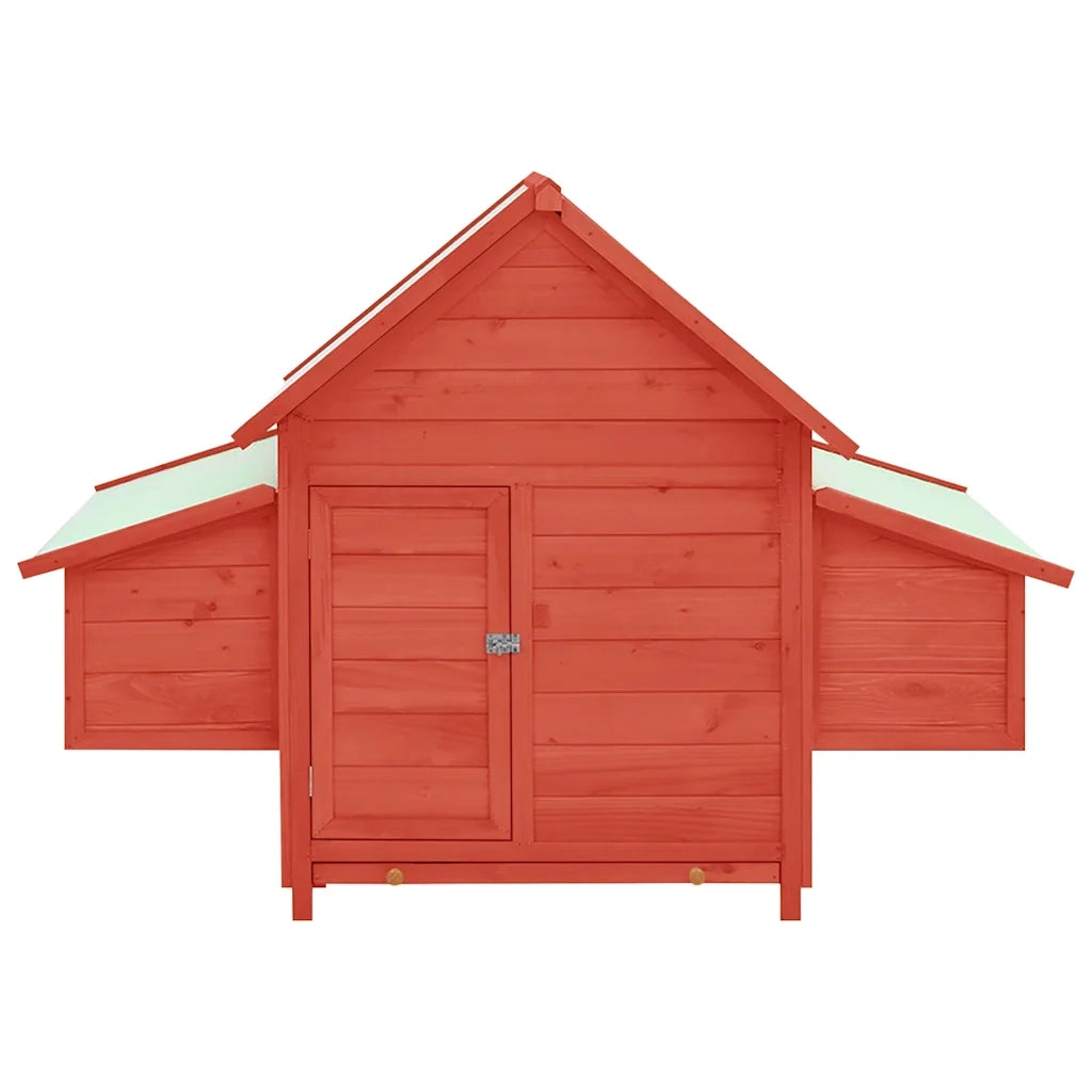 Pollaio Rosso e Bianco 150x96x110 cm Legno Massello di Abete 171462