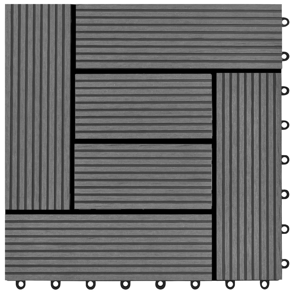 Piastrella per Decking 11 pz Grigio 30 x 30 cm WPC CFW2798109