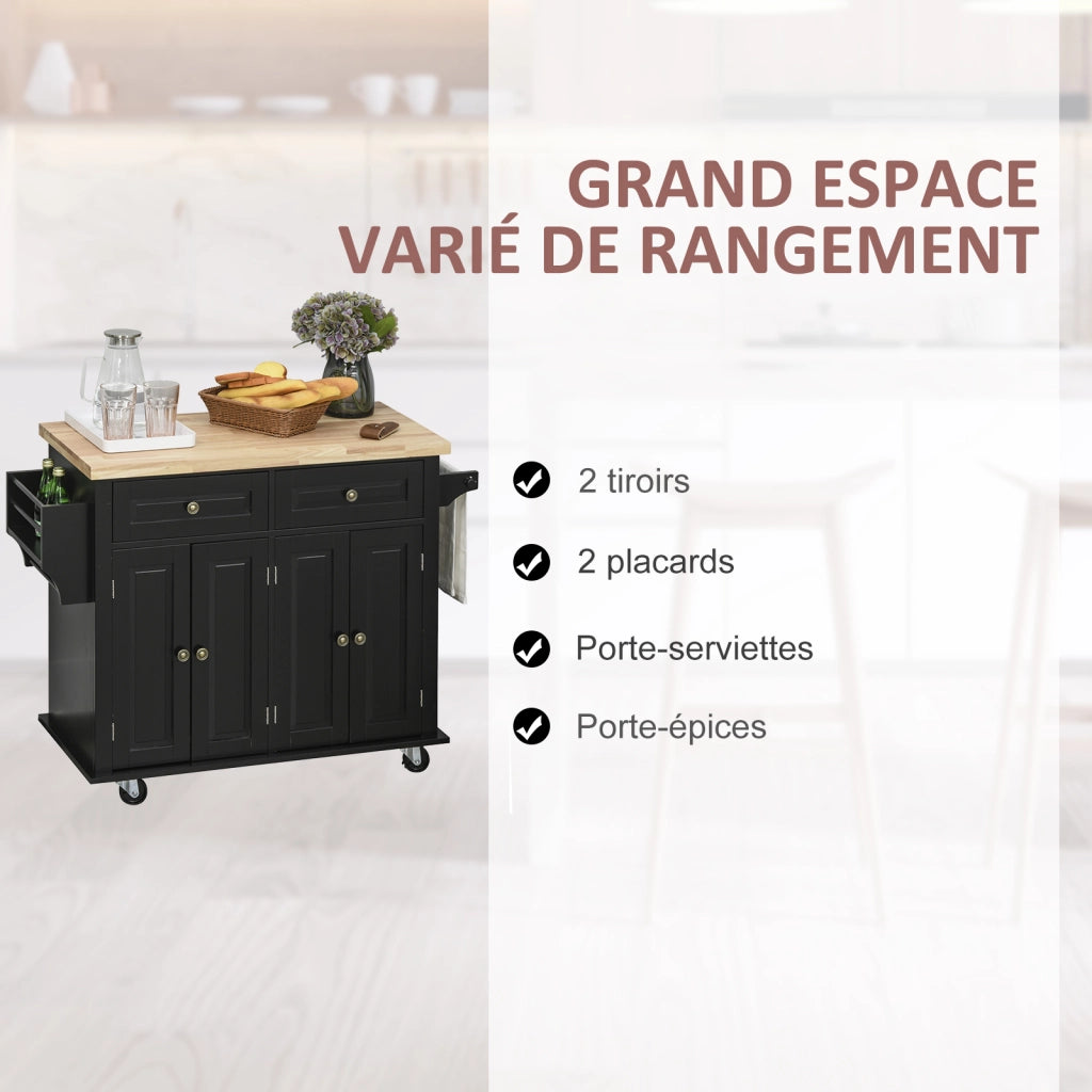 Tavolo da cucina con 2 cassetti e 2 ante ¨C zephmum ¨C MDF nero