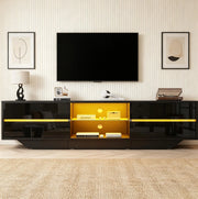Mobile TV 160x35x44.5 cm con illuminazione RGB; piano lucido; truciolare; nero