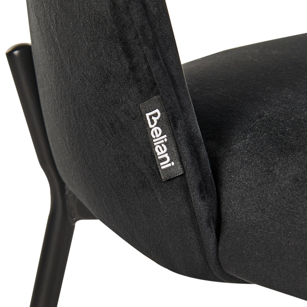 Set di 2 sedie da pranzo rivestimento in velluto nero gambe nere glamour retrò