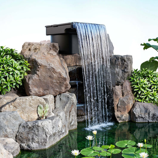 CWF-400 Cascata laghetto con sistema filtrante integrato, 14000 l/h, vasca con larghezza di uscita 400 mm, per giochi d'acqua da giardino