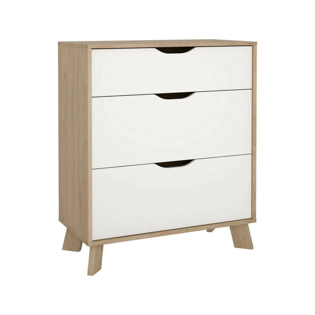 Cassettiera Alamid, Settimino multiuso, Comò camera da letto, Mobile con cassetti, 79x40 h92 cm, Rovere e Bianco