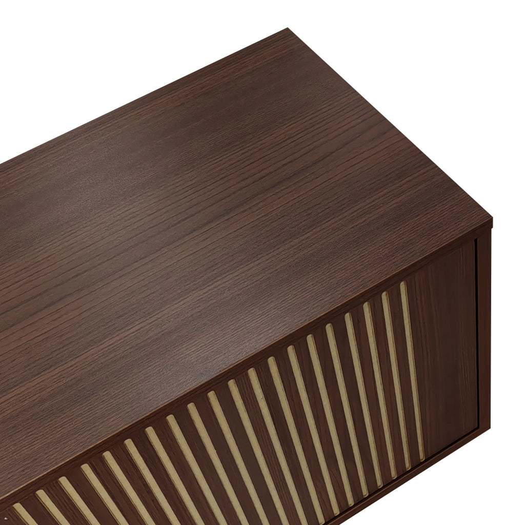 Mobile TV con striscia LED Bluetooth e app porte in vetro temperato nero e marrone noce 200 × 35 × 53 cm