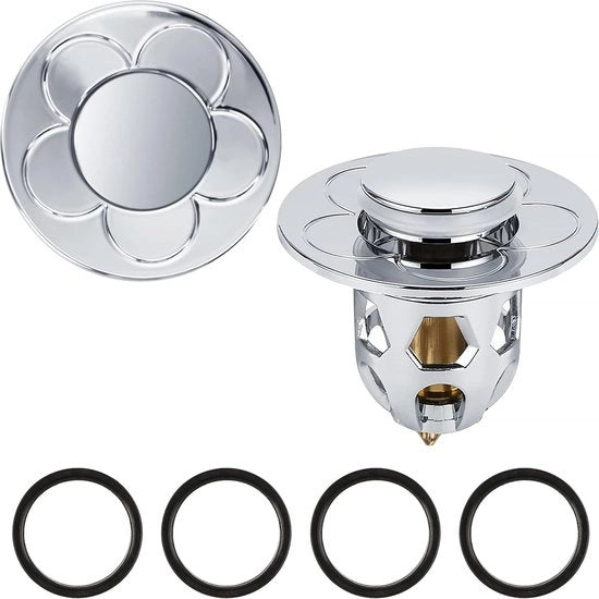 Filtro per scarico, confezione da 2, set di filtri per scarico universali con setaccio antiriflettente per vasca da bagno, cucina, scarico, diametro 34-40 mm, argento