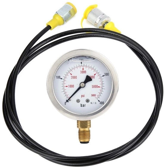 Set di manometri idraulici 0~400 bar - Drenaggio M16 x 2-BSP1/4 - Sonda di pressione 1,5 m - Compatta e Leggera - Resistenza al flusso