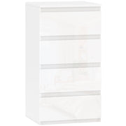 Cassettiera 40x35x74 cm 4 cassetti Salvaspazio in Legno Bianco Lucido