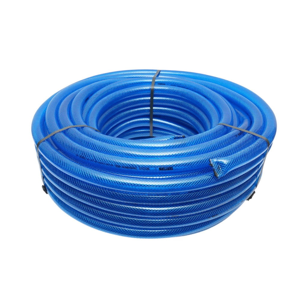 Tubo da giardino in PVC trasparente da 25 mm (1 pollice) con inserto tessile intrecciato, rotolo da 50 m Breckner Germany
