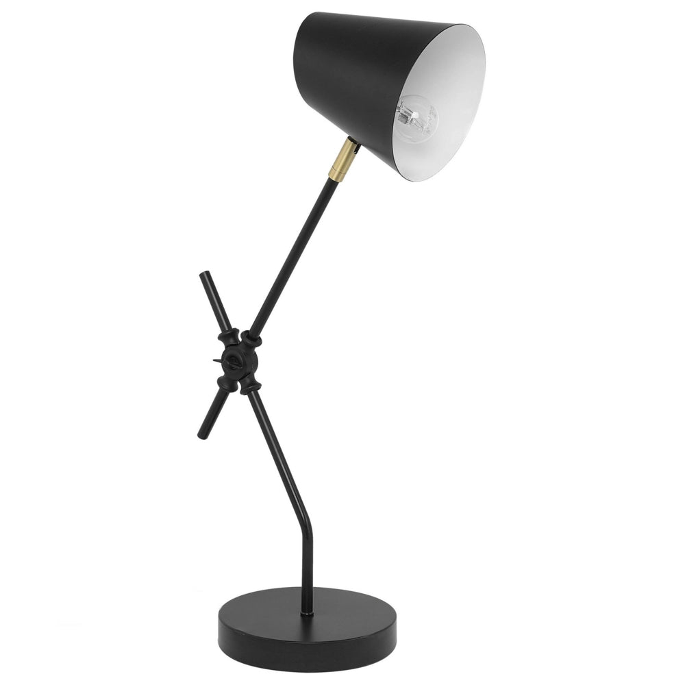 Lampada da tavolo Lampada da scrivania in metallo Nero con braccio a gru paralume orientabile