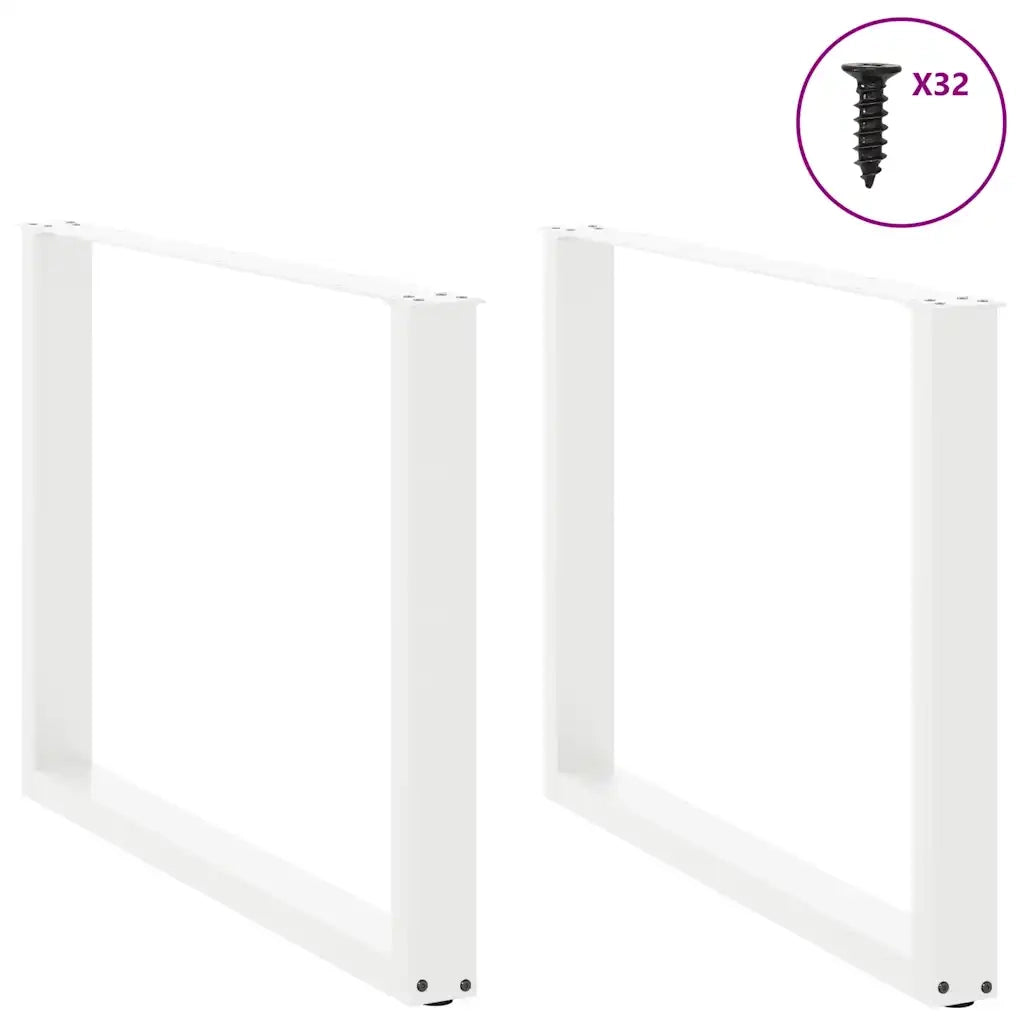 Gambe per tavolo da pranzo a forma di U 2 pz bianche 100x(72-73) cm in acciaio 4013197