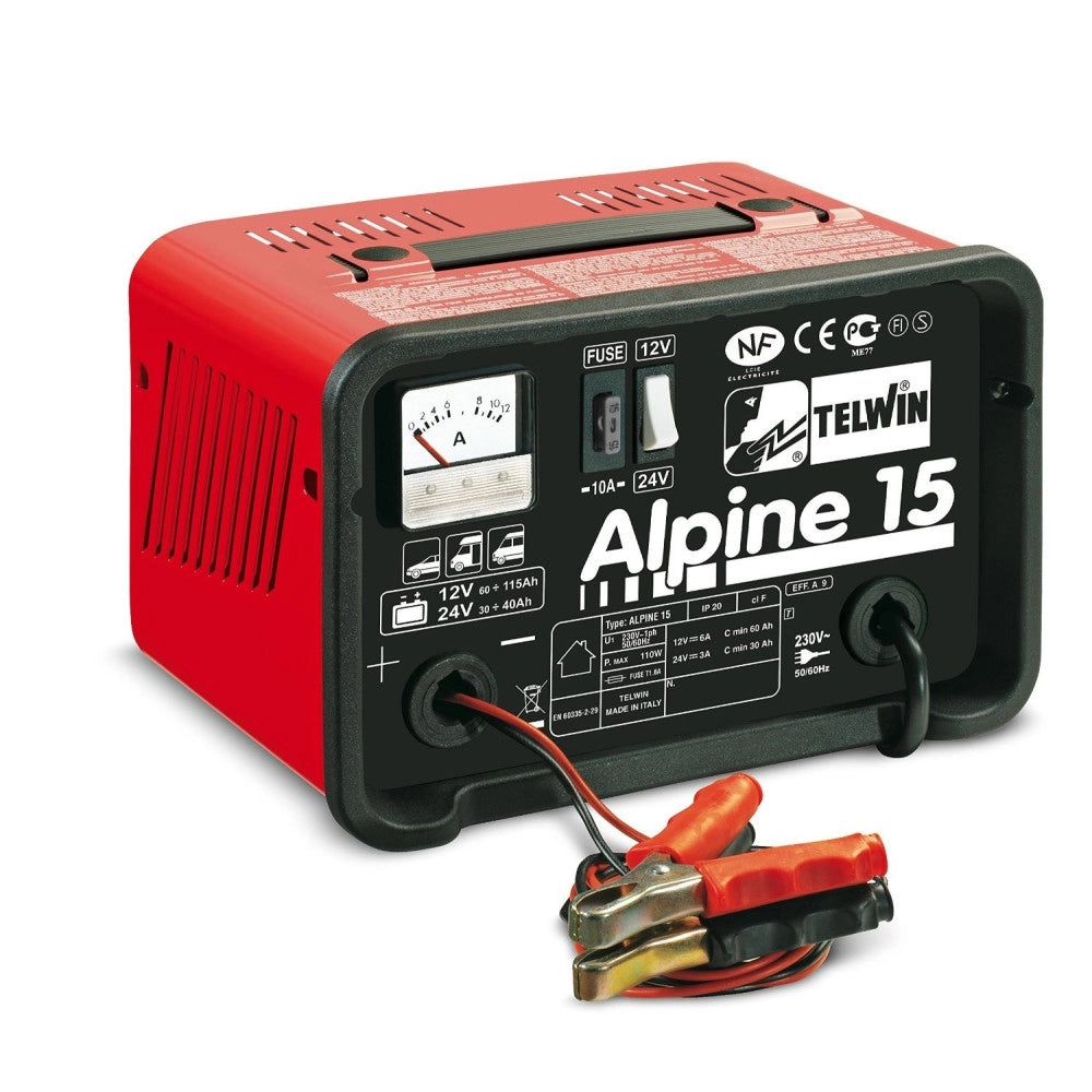 Trade Shop - Telwin Caricabatteria Ah115 12-24v Alimentazione 230v Mod.alpine 15 -