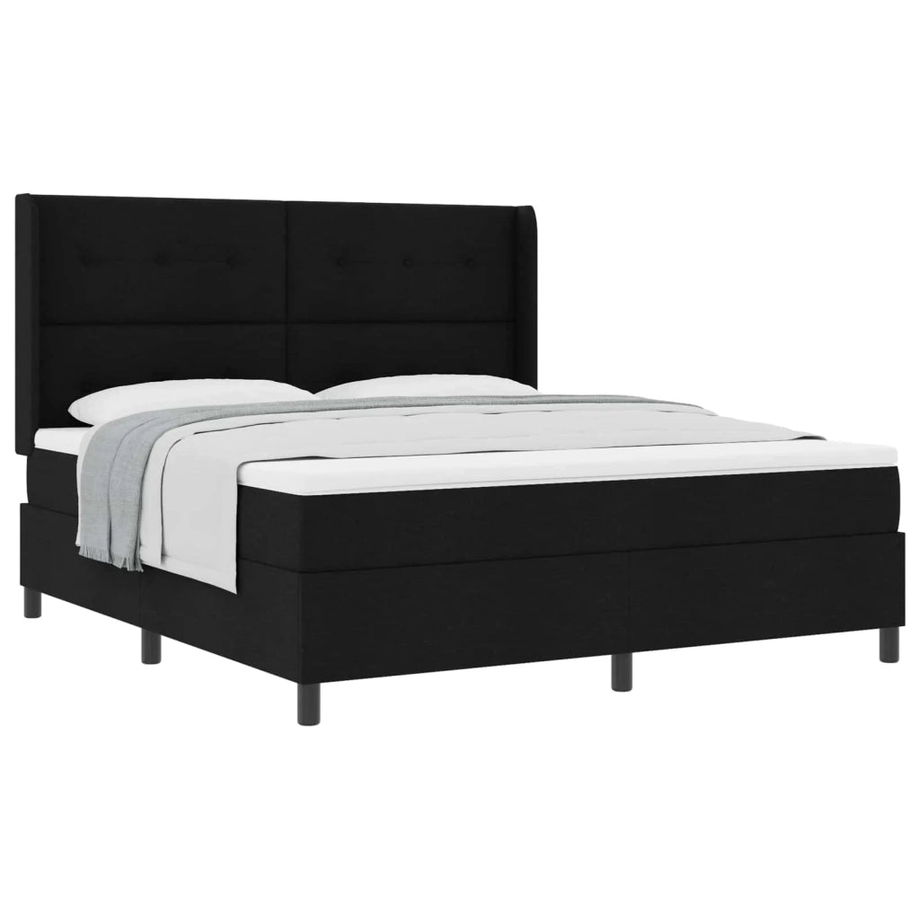 Letto a molle con materasso Nero 180 x 200 cm Tessuto