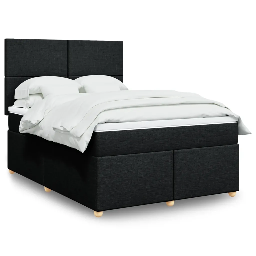 vidaXL Giroletto a Molle con Materasso Nero 160x200 cm in Tessuto