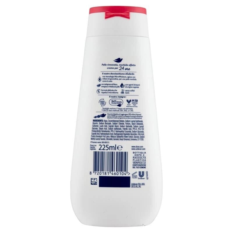 DOVE ADVANCED CARE DOCCIASCHIUMA RIVITALIZZANTE MELOGRANO E IBISCO 225 ML