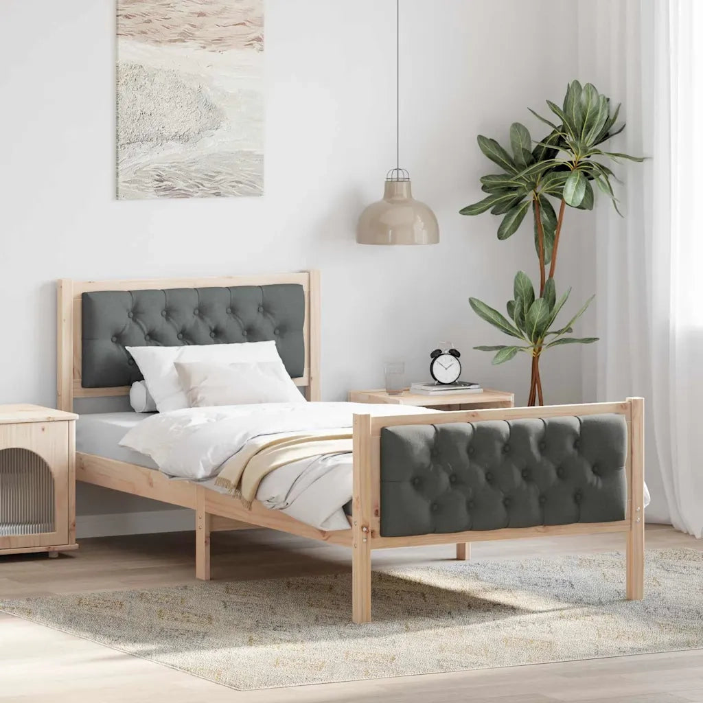 Struttura del letto Grigio scuro 90 x 200 cm Pino massello 878425